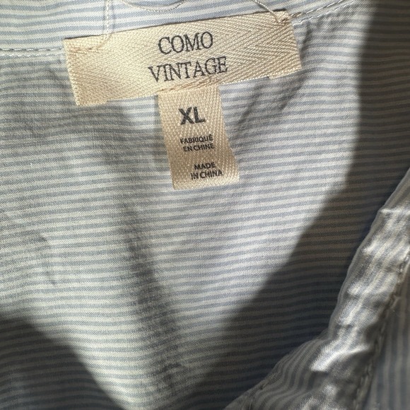 Como Vintage Blue & White Striped Button-Up Shirt – Size XL - Picture 3 of 4
